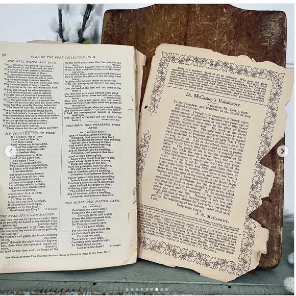 Antique 1907 Shabby Well-Loved American Flag Soft Cover Songbook Religious Hymns - Picture 7 of 9